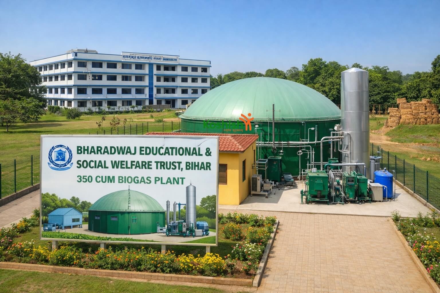 Bharadwaj Educational & Social Welfare Trust, Bihar 350 CUM Biogas Plant