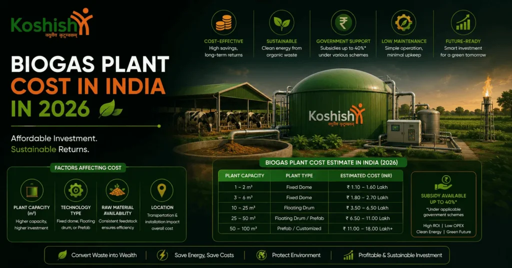 Biogas Plant Cost in India in 2026-27