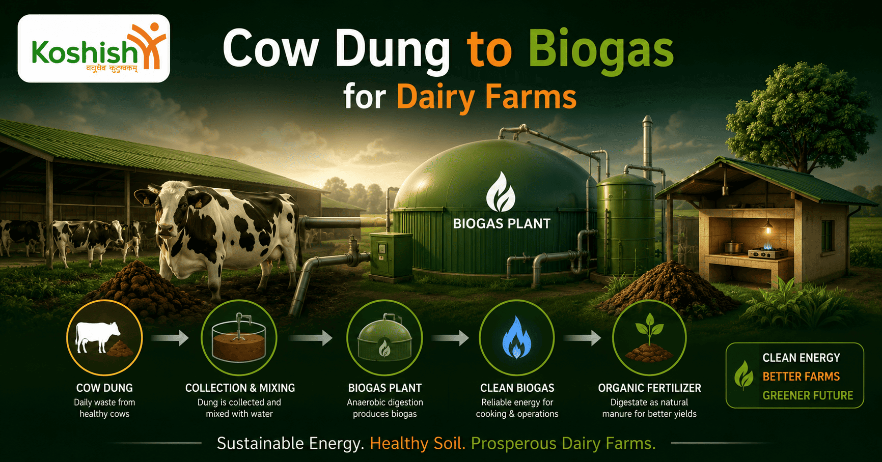 From Cow Dung to Biogas for Dairy Farms