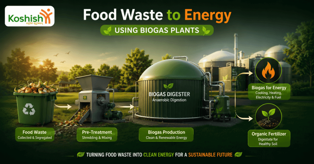 Food Waste Management Using Biogas Plants