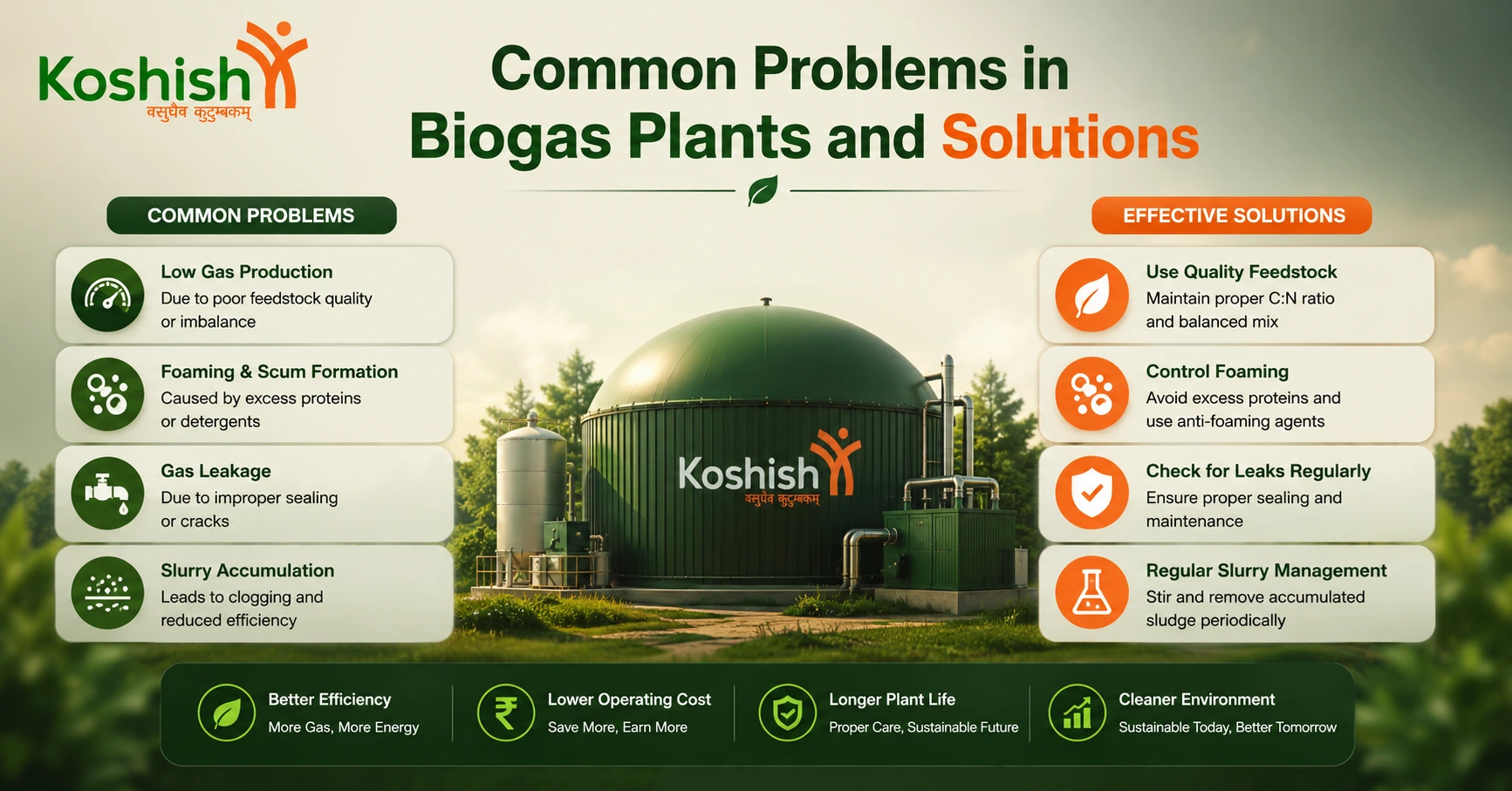 Common Problems in Biogas Plants and Solutions