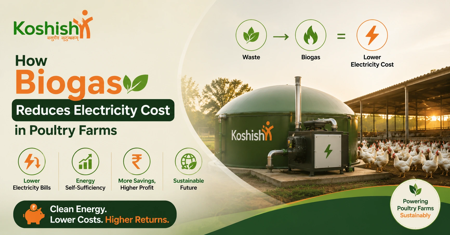 How Biogas Reduces Electricity Cost in Poultry Farms