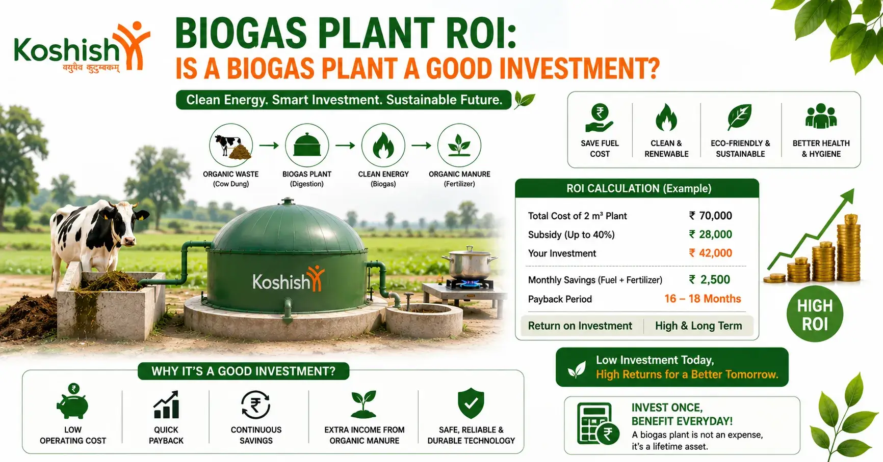 biogas plant ROI,